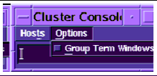 Screen shot showing the location of the Options pull-down menu.
