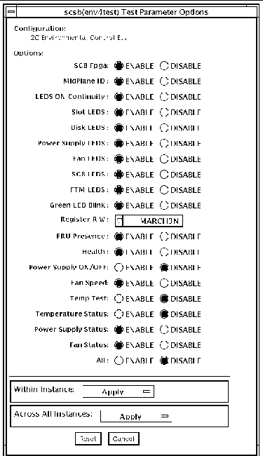 Screenshot of the env4test Test Parameter Options dialog box.