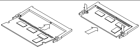 Figure showing how to install SODIMM memory modules.