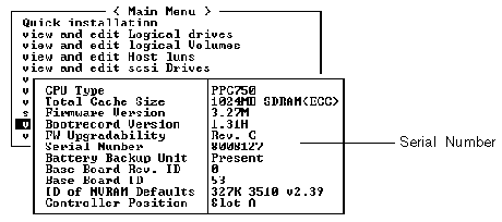 Screen capture showing the serial number displayed.