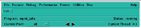 Screenshot of a portion of the Prism Graphical User Interface, showing the location of the pset pull-down menu button and arrow keys.