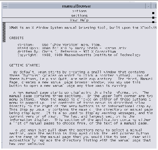 Screenshot of xman browser window.