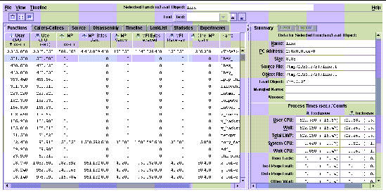 Graphic image of the Performance Analyzer -- main view with tracing enabled.