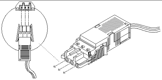 Figure showing how to connect the DC input power cable to the DC connectors.