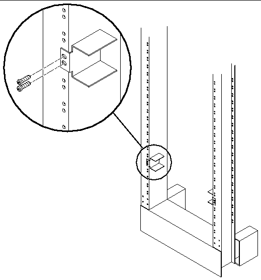 Figure showing how to install the rail guides in the rack.