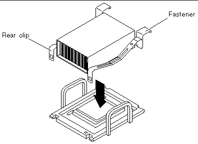 This figure shows how to replace the heat sink on the CPU socket.