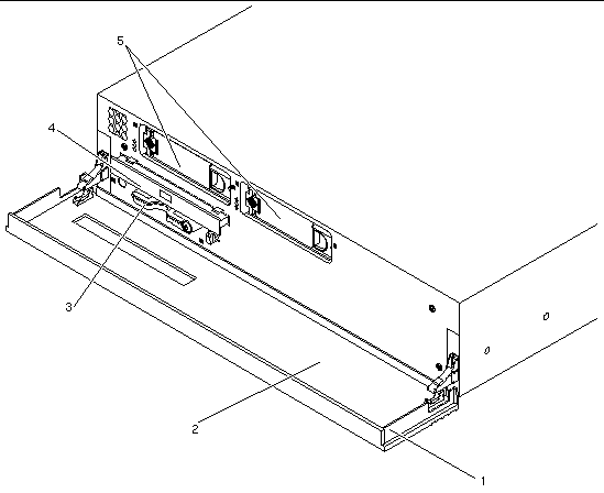 This figure shows the number and location of the front panel components. Match the components with their part numbers in the table that follows. 