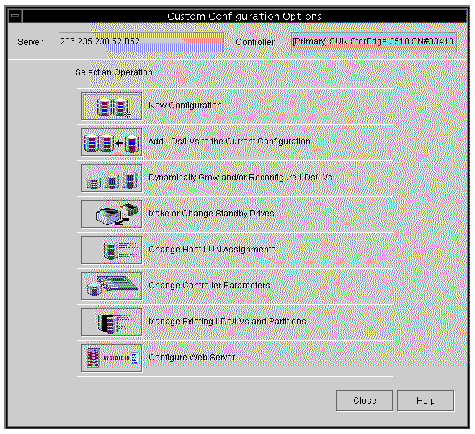 Screen capture of the Custom Configuration Options window showing custom configuration options.