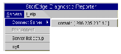 Screen capture showing the Servers drop-down menu with Connect Server selected.