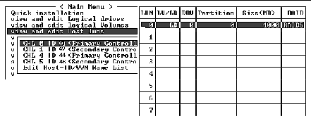 Screen capture shows the partition mapped to a LUN.