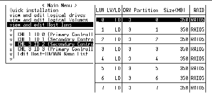 Screen capture showing CHL 9, ID 2, (Secondary Control) and LUN 0 selected.