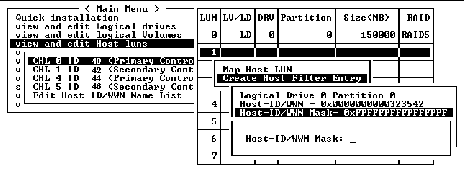 Screen capture shows "Host-ID/WWN Mask."