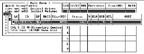 Screen capture shows information about the selected LUN.