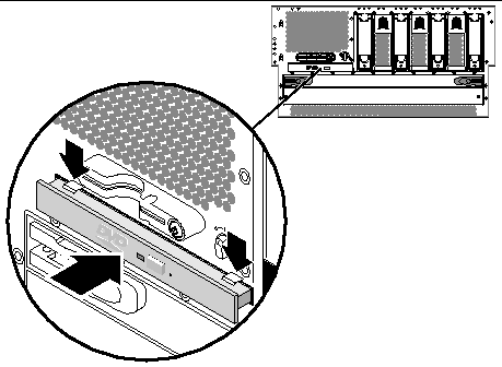 Figure showing how to install the DVD drive.