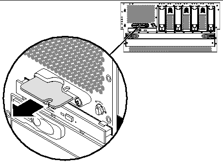 Figure showing how to remove the system configuration card from the system configuration card reader.