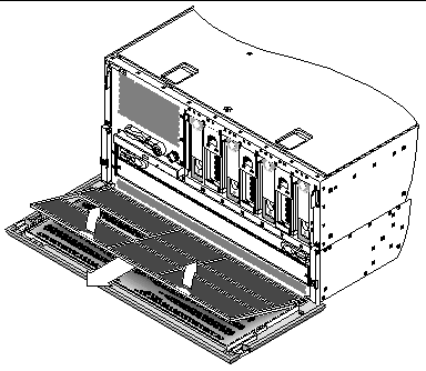 Figure showing how to remove the air filter from the front door panel.