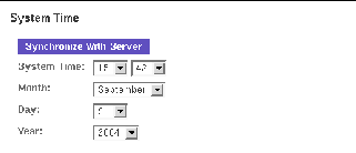 Screen capture showing the System Time section of the General Setup page. 