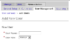 Screen capture of the Add New User page.