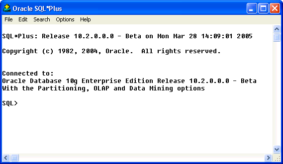 SQL*Plus window