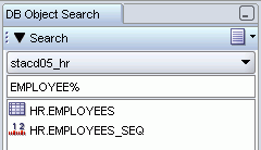 DB Object Search pane