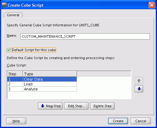 Create Cube Script dialog box