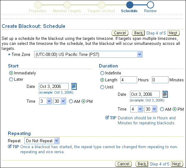 Description of em_blackout_schedule.gif follows