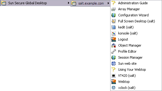 Screen capture of webtop content in desktop Start Menu